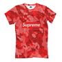 Мужская Прикольная футболка с рисунком Милитари красный Supreme