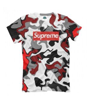 Прикольная футболка с рисунком Красный комуфляж Supreme