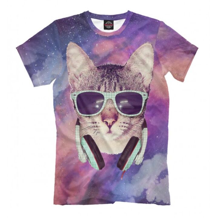 Мужская Модная футболка с рисунком Space Cat