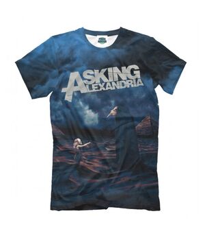 Прикольная футболка с рисунком Asking Alexandria синяя