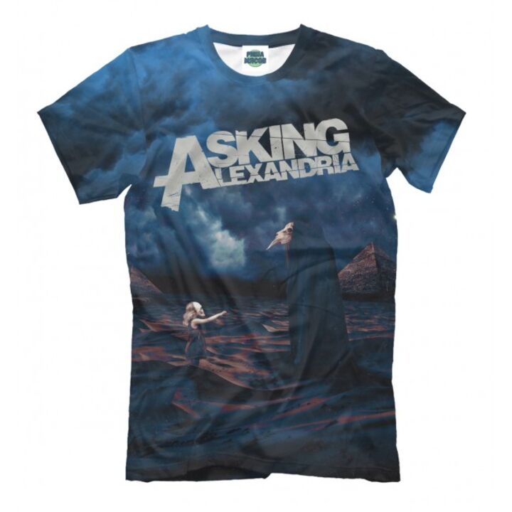 Мужская Прикольная футболка с рисунком Asking Alexandria синяя