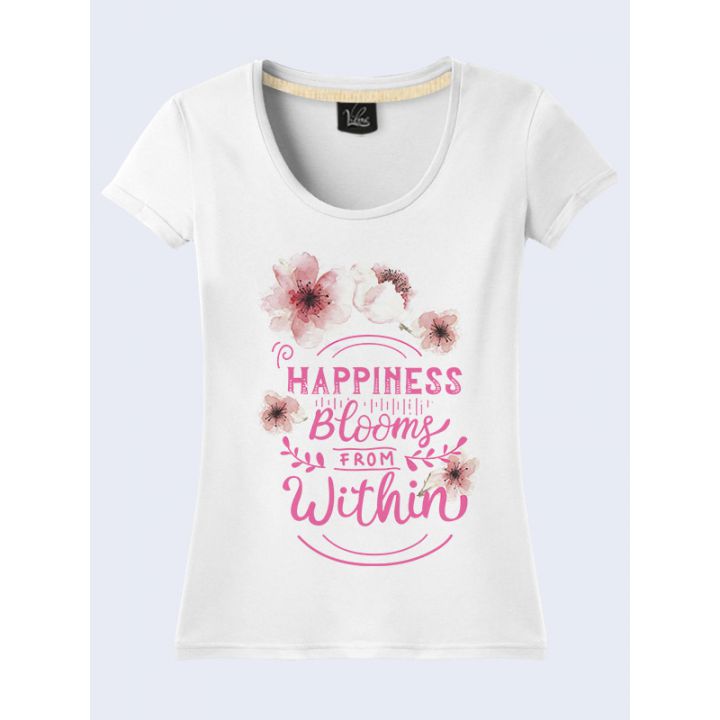 Женская Футболка Счастье расцветает изнутри