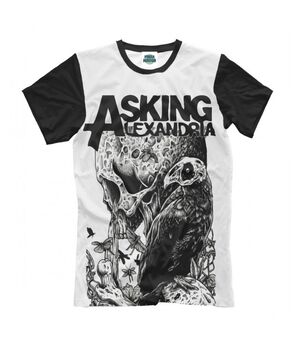 Прикольная футболка с рисунком Asking Alexandria череп и ворон