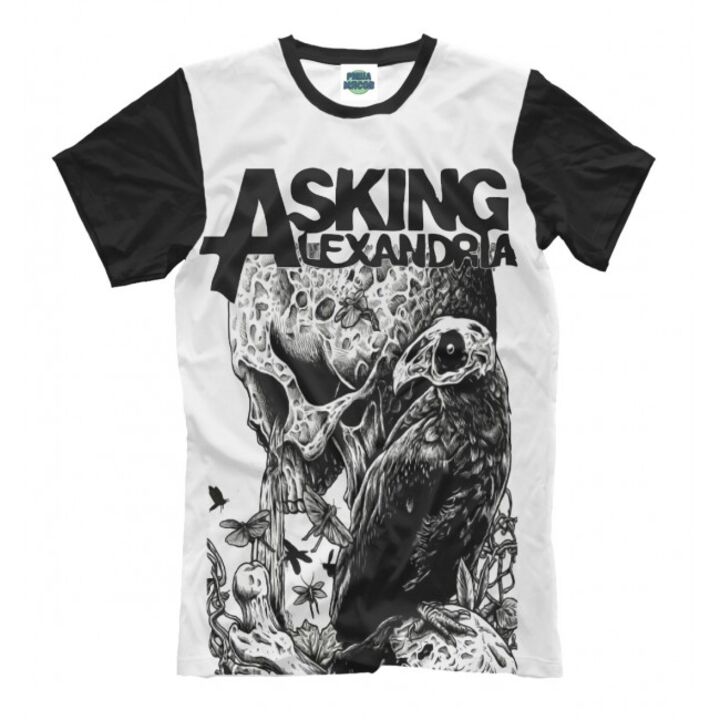 Мужская Прикольная футболка с рисунком Asking Alexandria череп и ворон