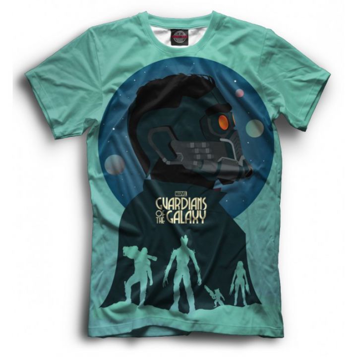 Мужская Прикольная футболка с рисунком Стражи Галактики (берюза)