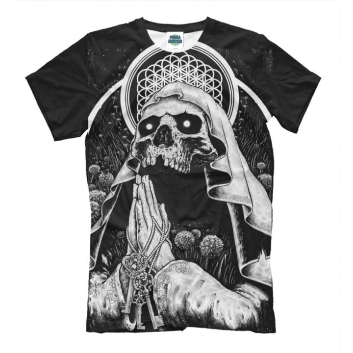 Мужская Стильная футболка с рисунком Череп Белая Bring Me the Horizon