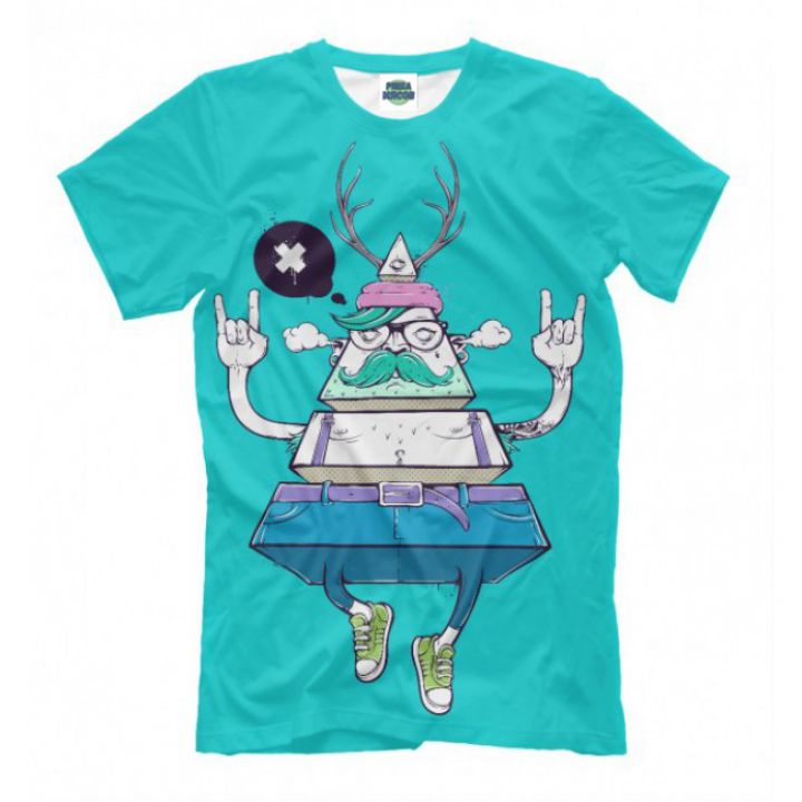 Мужская Прикольная футболка с рисунком Треугольный битник