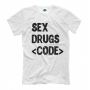 Прикольная мужская футболка Sex drugs code