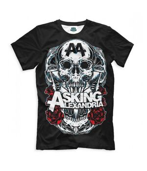 Прикольная футболка с рисунком Череп и розы Asking Alexandria