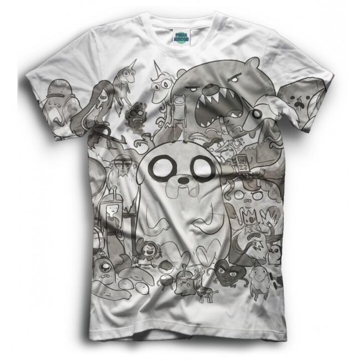 Мужская Прикольная футболка с рисунком ЧБ Adventure Time