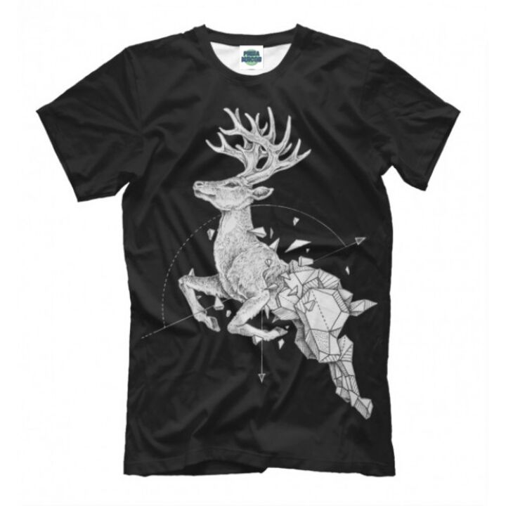 Мужская Стильная футболки с принтом Geometric dark deer