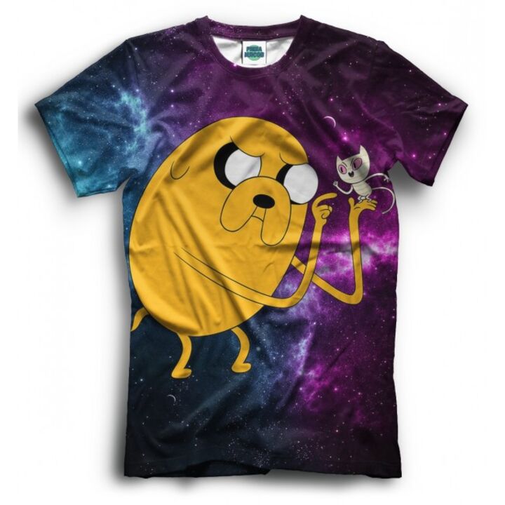 Мужская Прикольная футболка с рисунком Adventure Time Джейк космос
