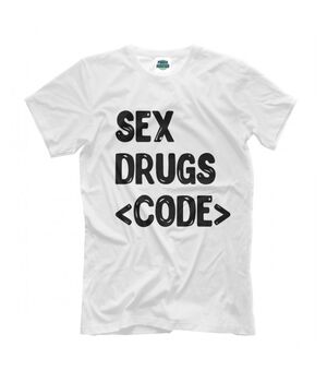 Стильная футболки с принтом Sex drugs code