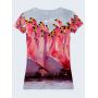 3D Жіноча футболка "Зграя фламінго"