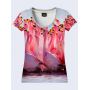 3D Жіноча футболка "Зграя фламінго"