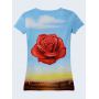 3D Жіноча футболка "Ніжна квітка" синій