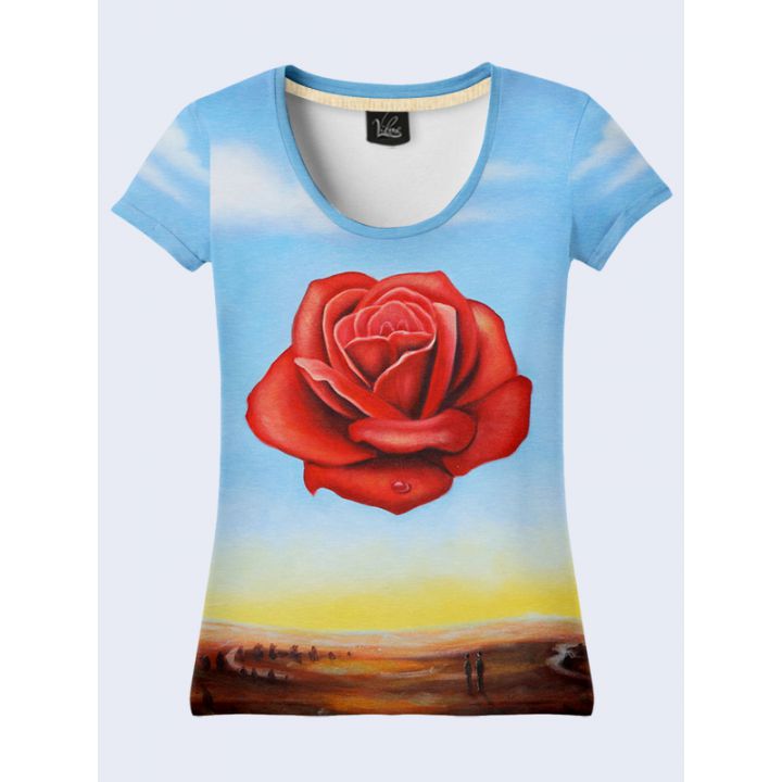 3D Жіноча футболка "Ніжна квітка" синій