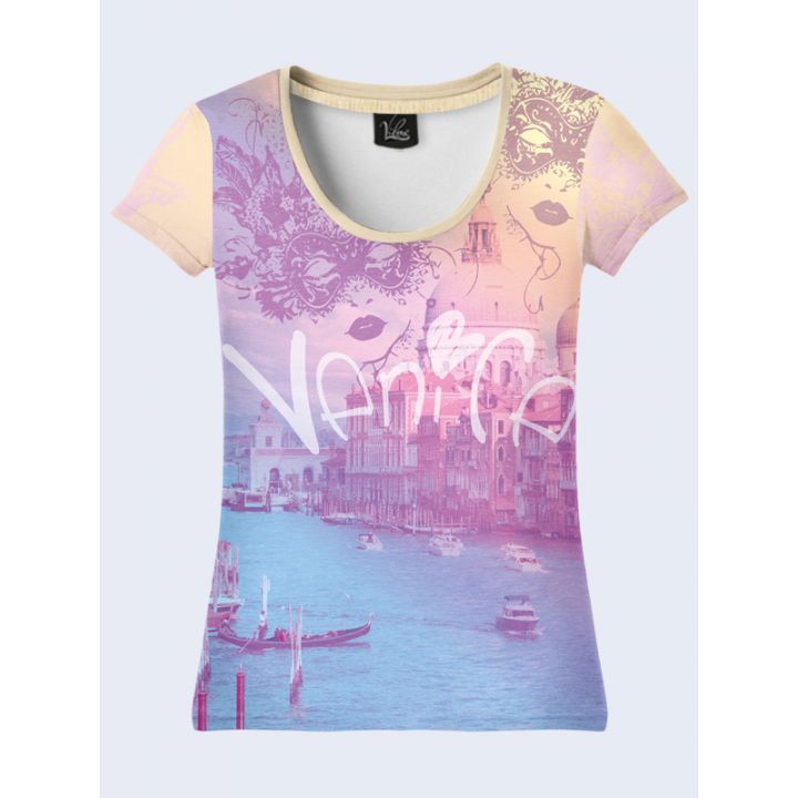 3D Жіноча футболка "Романтична Венеція" бежевий