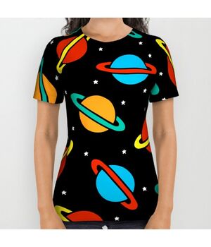Оригинальная дизайнерская футболка Space Planets Pattern