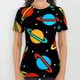 Женская Оригинальная дизайнерская футболка Space Planets Pattern