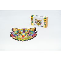 Фигурный деревянный пазл для детей и взрослых Cat, Розмір А3, Картон коробка