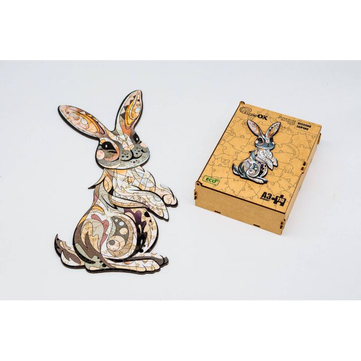 Дерев'яний пазл з фанери Little Rabbit, Розмір А3, Подар коробка