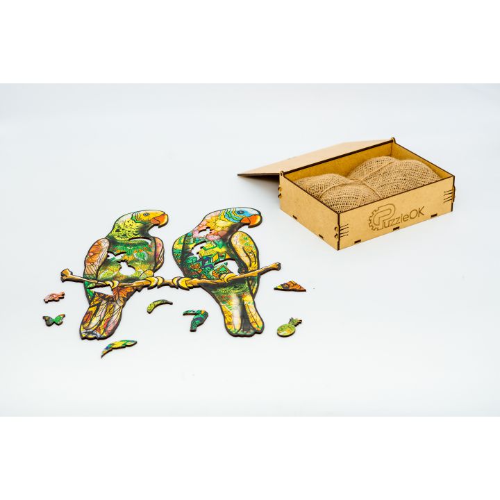 Фигурный деревянный пазл для детей и взрослых Parrot, Розмір А4, Подар коробка