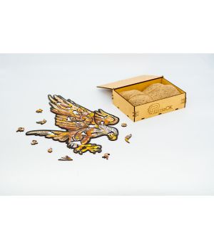 Фигурный деревянный пазл для детей и взрослых Орел, A4, Подар коробка