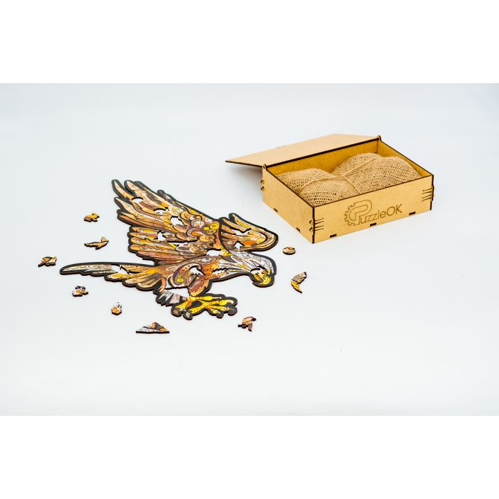 Фигурный деревянный пазл для детей и взрослых Орел, A4, Подар коробка