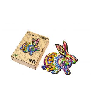 Фигурный деревянный пазл для детей и взрослых Fluffy Rabbit, A4, Подар коробка