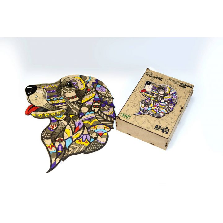 Дерев'яний пазл з фанери Dog, Розмір А3, Подар коробка