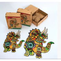 Фігурні дерев'яні пазли Динозаврик, розмір М, 130 деталей Карт коробка