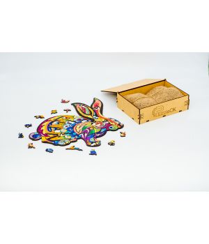 Фигурный деревянный пазл для детей и взрослых Fluffy Rabbit, A3, Подар коробка