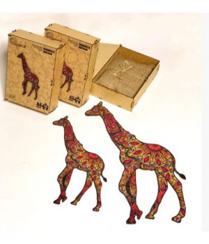 Фігурні дерев'яні пазли Жираф, розмір S, 54 деталі Дер коробка