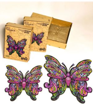 Фігурні дерев'яні пазли Метелик, розмір М, 103 деталі Дер коробка