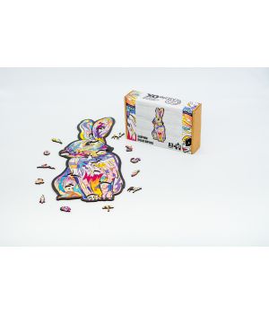 Фигурный деревянный пазл для детей и взрослых Little bunny, Розмір А3, Картон коробка