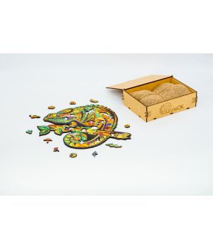 Фигурный деревянный пазл для детей и взрослых Chameleon, Розмір А3, Подар коробка