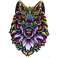 Фигурные пазлы из дерева Волк, размер М, 120 деталей Картонная коробка