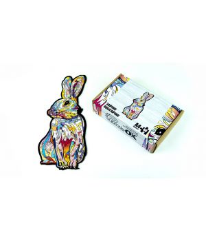 Фигурный деревянный пазл для детей и взрослых Little bunny, Розмір А4, Картон коробка