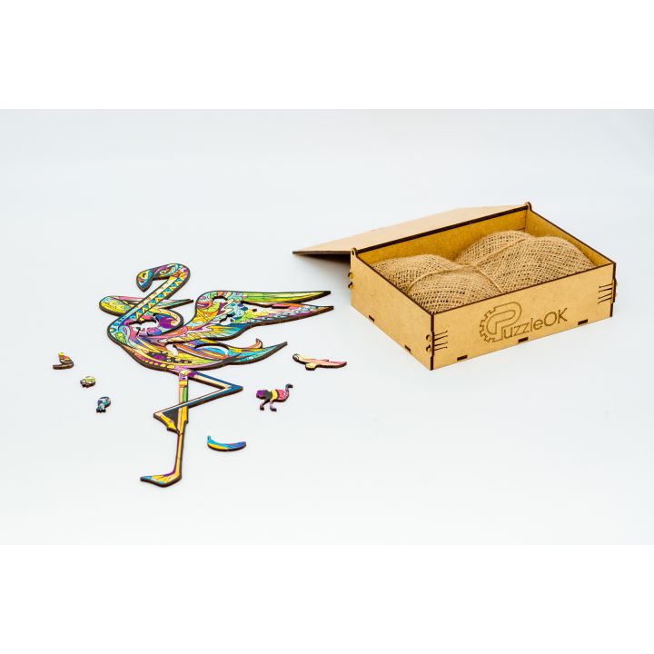 Дерев'яний пазл з фанери Flamingo, Розмір А3, Подар коробка