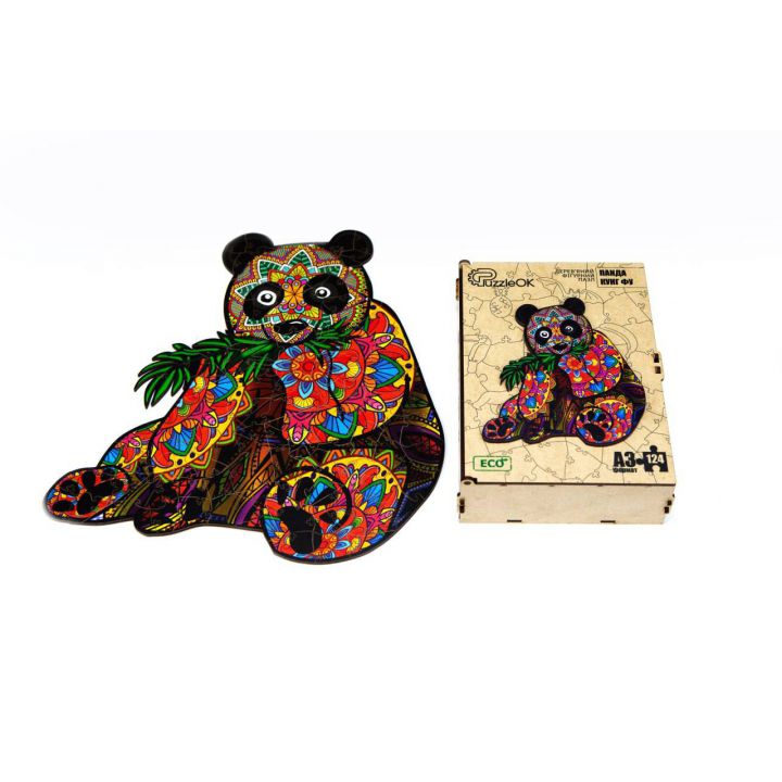 Фигурный деревянный пазл для детей и взрослых Panda, A3, Подар коробка