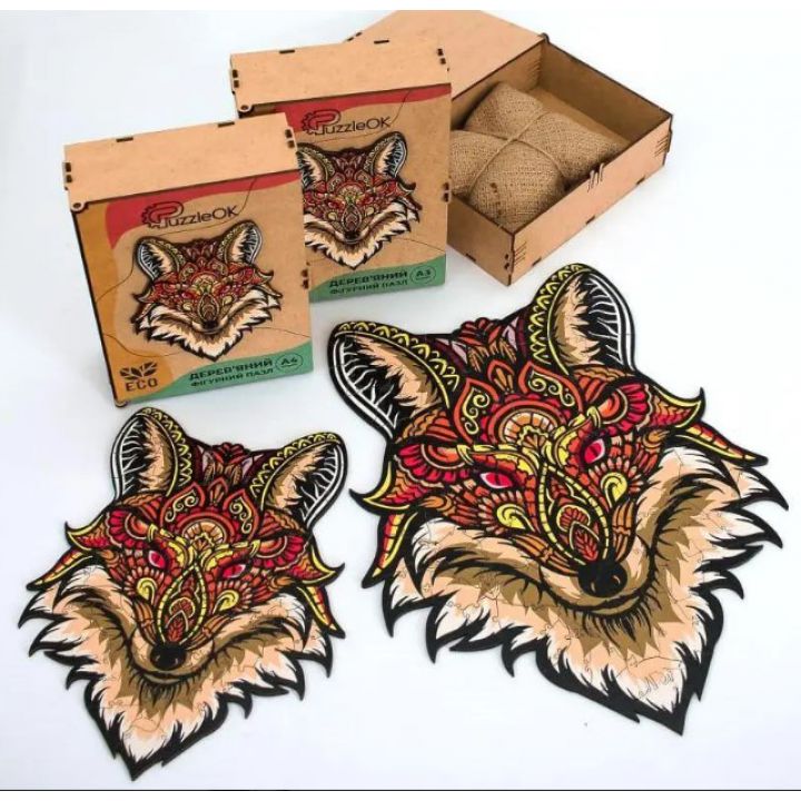 Фігурні дерев'яні пазли Red Fox, розмір S, 70 деталі Дер коробка