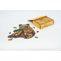 Фигурный деревянный пазл для детей и взрослых Panda, A4, Подар коробка