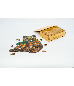 Фигурный деревянный пазл для детей и взрослых Panda, A4, Подар коробка