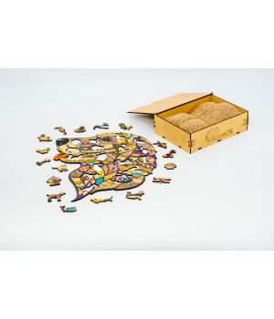Фигурный деревянный пазл для детей и взрослых Dog, Розмір А4, Подар коробка