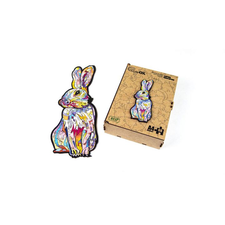 Фигурный деревянный пазл для детей и взрослых Rabbit, Розмір А4, Подар коробка