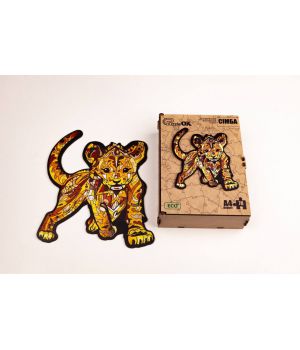 Фигурный деревянный пазл для детей и взрослых Little Lion, Розмір А4, Подар коробка