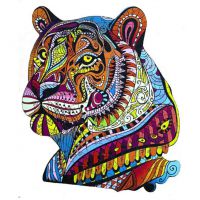 Фигурные пазлы из дерева Тигр, размер M, 129 детали Картонная коробка