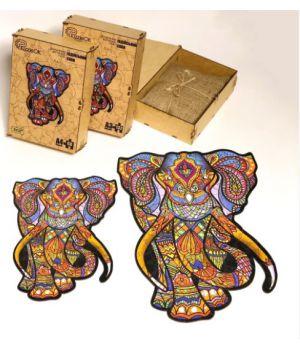Фигурные пазлы из дерева Слон, размер М, 132 детали Дер коробка