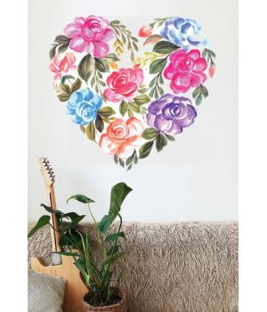 Декоративная интерьерная наклейка Сердце из цветов